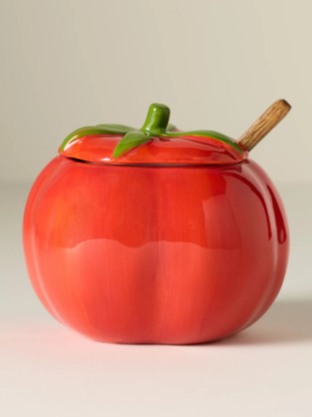 New Anthropologie Damson Madder Stoneware Tomato Sugar Bowl and Spoon